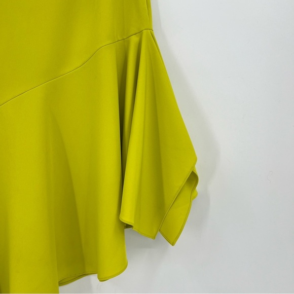 Milly Charlotte Italian Cady Asymmetrical Florescent Chartreuse Skirt Size 10 - Picture 6 of 10